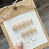 GETADME 10Pcs Pure Color Handmade Short False Nail with Glue Press On Nails Full Cover French Round Head Manicure Wearable Nail Tips Art