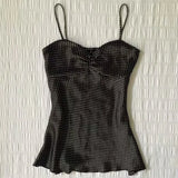 GETADME French Vintage Polka Dot Camisole Vest Women Summer Folds Sleeveless Y2k Crop Halter Tops Sweet hottie Slim Outerwear Tanks
