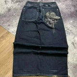 GETADME American New Fashion Blue Washed Loose Tooling Jeans Women Y2K Gothic Hip Hop Popular Casual Joker Wide Leg Straight Pants