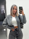 Getadme Fashion Solid Zipper Round Collar Sweater For Women High Street Autumn Winter New Casual Knitwear Long Sleeve Female Tops