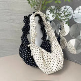 GETADME Women Chic Underarm Bag Large Capacity Polka Dot Retro Crossbody Bag All Matched Pleated Dumpling Bag for Outdoor Travel