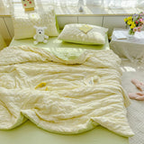 GETADME Quality Seersucker Cool Summer Quilt Soft-lightweight Breathable Blanket Thin Cloud-feeling Bare Sleeping Comforter Duvet Set