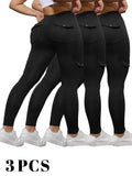 GETADME 1/3 PCS Washed Print Work Pocket Women Leggings Elastic Butt Lifting Fitness Tights 2025 New Athletic Pants Fashion Streetwear