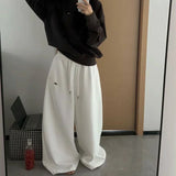 GETADME 2026 Summer Pattern Embroidered Parachute Sweatpants Y2k American Women's Loose Pleated Hip Hop Loose Wide Leg Jogger Pants