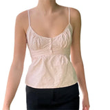 GETADME Y2k Fairycore Spaghetti Strap Camisole Women Cute Peplum Vest Coquette Low Cut V-neck Babydoll Tank Boho Going Out Crop Top