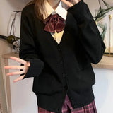 GETADME Japanese fashion solid color V-neck knitted sweater,original newJK uniform cardigan top,autumn and winter women's cotton sweater