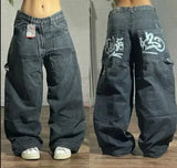 GETADME American Y2K Fashion Trend Loose Straight Jeans Women Street Hip Hop Vintage Joker Oversized Wide-leg Pants Unisex Mopping Jeans