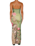 Getadme-Women Vintage Spaghetti Strap Maxi Dress Sexy Low Cut Backless Floral Satin Slip Long Dress Y2k Cami Bodycon Dress