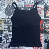 GETADME Women Sexy Spaghetti Strap Camisoles Summer Emo Girls Sleeveless Thin Tank Top Simple Base White Crop Tops Fashion Female Undies