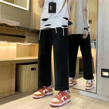 GETADME Men's letter star print y2k jeans American style hip hop high waist loose layered straight zipper fashion pants trend hot sale