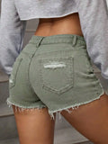GETADME Ripped Raw Trim Denim Shorts Y2k