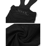 GETADME Gtpdpllt See Through Mesh Summer Dresses For Women 2025 Ruffle Backless Low-cut Mini Party Dress Sexy Black Club Y2K Outfits