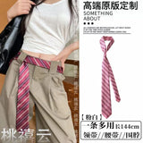 GETADME Long Skinny Plaid Waist Belt With Jeans Necktie Scarf Decorative Accessory Personality Trendy Hairband Fashionable Accessory