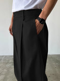 GETADME Men's High Waist Wide Leg Suit Pants Casual Loose Straight Leg Dress Pants Formal Business Streetwear Black Trousers S-2XL 1 Pie