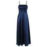 GETADME Vintage French Style Spaghetti Strap Solid A-line Satin High Waist Party Maxi Dresses Evening Party Fashion Vestidos 2025