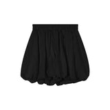 GETADME Korean White Cute Bud Shorts Skirts Women Chic High Waisted Bubble A-line Short Skirt Elastic Waist Solid Casual Ball Gown Skirt