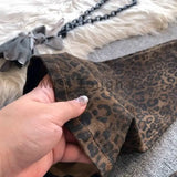 GETADME 하이 스트리트 레오파드 프린트 플레어 팬츠 새로운 바텀 팬츠 여성 슬림 패션 스트리트웨어 Y2K 청바지 캐주얼 레트로 데님 바지