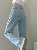 GETADME Autumn Spring Jeans Women Denim Pants Vintage Straight Trousers Fashion Female White Black Solid Loose Casual Wide Leg Pants
