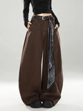 GETADME 2025 Japanese Y2K Style Vintage Brown Patchwork Baggy Women's Jeans Pants Wide Leg Woman Clothing Casual Cotton Long Trousers