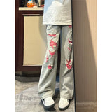 GETADME High Street Destroyed Ripped Jeans Men Streetwear Baggy Straight Wide Leg Denim Pants Man Pants