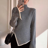 GetadmeFashion Women Turtleneck Sweater Autumn Winter Solid Color Slim Underlay Long Sleeve Pullovers Office Ladies Clothing