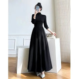 Getadme  New Slim Long Sleeve Elegant Dress Autumn Winter Thin Casual Temperament Pullovers Women's Clothing Office Lady Simplicity
