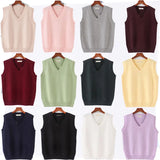 Getadme Sleeveless Sweater Vest Women Men V-neck Preppy Students Boys Girls Classic Spring Knitted Jumper Korean Fashion Retro Vest