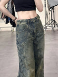 Getadme 2 New Design Denim Wide Leg Pants High Waist Fashion Full Length Jeans Show Thin Classical Trousers Korean Retro Trend Streetwear