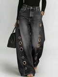 GETADME Missuoo Women's 2026 New Washed Blue High-Waist Metal Grommet Wide Leg Jeans, Casual Loose Fit Streetwear Pants for Daily Wear