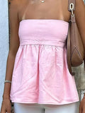 Getadme Sexy Strapless Ruffles Tube Tops Women Casual Off Shoulder Backless Sleeveless Lady Top New Summer Solid Female Streetwear
