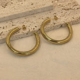 GETADME 30/40/50mm Classic Stainless Steel Ear Buckle Big Earrings for Women Trendy Gold Color Large Hoop Earring Jewelry Accessories