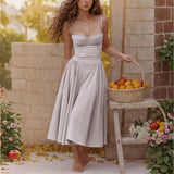 GETADME 2025 Summer Sexy Spaghetti Strap Long Dresses Slim French Vintage Elegantes Style Suspender Party Dress Vestidos Robes Longues