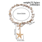 GETADME Retro Starfish White Shell Conch Pendant Necklace  Women 2025 Simple Creative Colorful Stones  Hand Woven beach Jewelry Girls