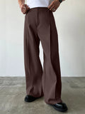 GETADME Men's High Waist Wide Leg Suit Pants Casual Loose Straight Leg Dress Pants Formal Business Streetwear Black Trousers S-2XL 1 Pie