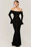 GETADME Hollow Out Lace Backless Slim Long Dress Women Strapless Lace Up Off Shoulder Dresses Chic 2025 New Sexy Female Party Club Robes
