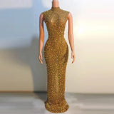 GETADME 우아하고 고급스러운 크리스탈 파티 드레스 생일 축하 드레스 신부 다이아몬드 롱 프롬 드레스 어머니 정장 그랜드 파티 드레스