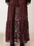 Getadme Trendix See Through Lace Skirts Women High Waist Street Fashion Loose Hollow Out Long Skirt Party Sexy Patchwork Clubwear 2025