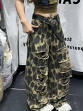 GETADME 2025 Cyber Y2K Streetwear Leopard Baggy Ripped Stacked Jeans Pants For Women Clothing Wide Leg New Rock Lady Trousers Ropa Mujer