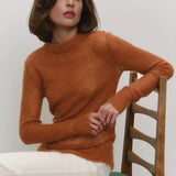 GETADME Talenza Round Neck Knit Pullover Women Summer Casual Solid Long Sleeve Shirt Top 2025 Loose High Street Office Lady Sweater Top