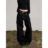 GETADME YIBASHU Women Blue Y2k Wide Jeans Letter Print Jean Pants Vintage Harajuku Baggy Grunge Star Denim Trouser Alternative Clothes