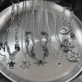GETADME Punk Stainless Steel Star Geometry Pendant Necklace for Men Hip Hop Elements Jewelry