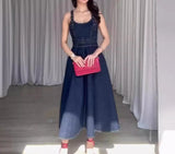 GETADME Long Summer Dresses 2025 Detachable Shoulder Strap with Exposed Back Design for A Waist Cinching Skirt Sleeveless Dress Female