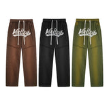 GETADME High Street Side Color Rhinestone Shinning Terry Joggers Sweatpants for Men Washed Vintage Casual Loose Trousers Oversized