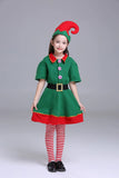 GETADME New Christmas Santa Claus Costume Green Elf Cosplay Family Carnival Party New Year Fancy Dress Clothes Children adult suit Gift