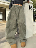 GETADME Y2K Vintage Wash Women Cargo Jeans Harajuku Scimitar Wide Leg American Retro Denim Pants Baggy Trousers Gyaru Streetwear