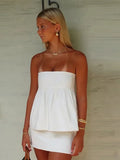 Getadme Sexy Strapless Ruffles Tube Tops Women Casual Off Shoulder Backless Sleeveless Lady Top New Summer Solid Female Streetwear