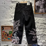 GETADME Y2k 2000s Cherry Blossom Jeans Women Casual High Waist Straight Wide Leg Jeans Harajuku Japanese Vintage Women Clothing