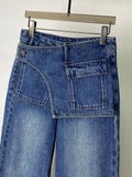 GETADME plus Size American Style Women's Jeans Vintage Washed High Waist Irregular Loose Wide Leg Trousers All-match Ladies Denim Pants