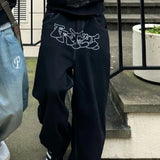 GETADME Y2k Men Retro Harajuku Clothing 2026 New Baggy Casual Wide Leg Jeans Hip Hop Print Jeans Trend Fashion Black High waist Jean