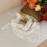 GETADME 2 in 1 Triangle Short Skirt Half Skirt Butt Curtain Skirt Lace Trim Apron Soft Lace Stacked Ins Style Korean Spring Headscarf